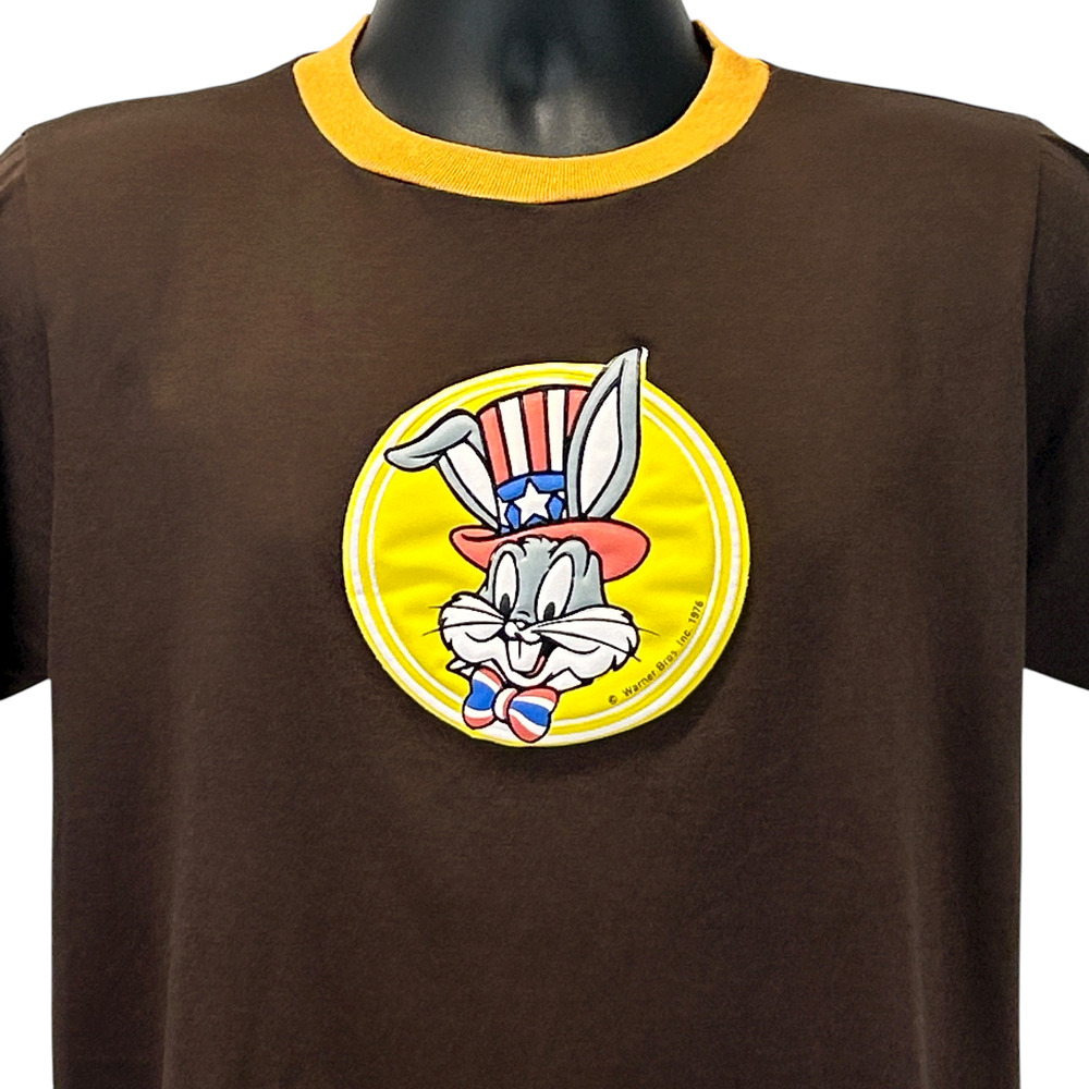 Vintage 70s Bugs Bunny USA T Shirt Patriotic Independence Day Brown Tee M Medium